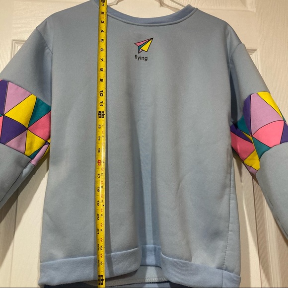 Flying Paper Plane Graphic Colorblock Sweatshirt Abstract Geometric soft comfy - Picture 8 of 11